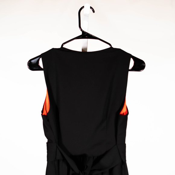 Vince Camuto Womens Dress Black Stretch V-Neck Belted Fit Flare Cocktail Party 4 - Picture 8 of 9